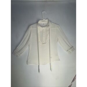 MINE Shirt Sheer Pleated Drop Button Down Tan Size Small,  Great‎ Condición